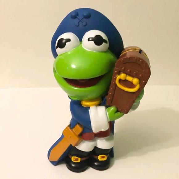 Vintage  Baby Kermit Coin Bank Muppet Babies Pirate Illco 9.5 Inch Tall - Picture 15 of 15